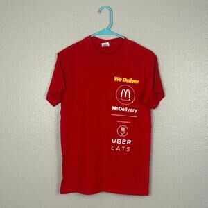 Delta Pro Weight McDonald’s McDelivery Uber Eats Size Small Red Employee T-shirt